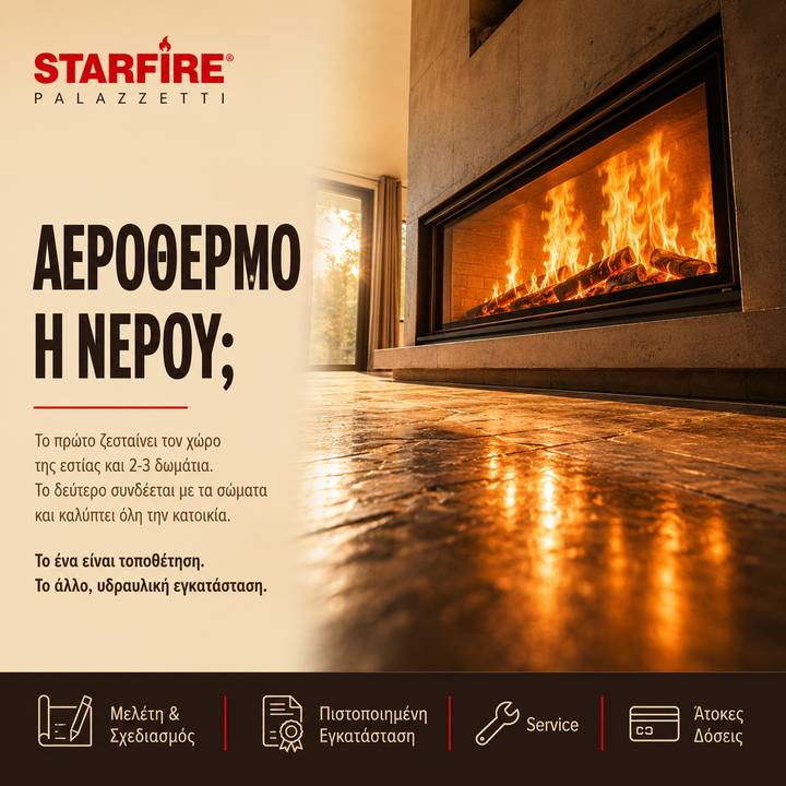 Starfire Palazzetti Αερόθερμο ή νερού Ενεργειακό τζάκι ενεργειακή σόμπα