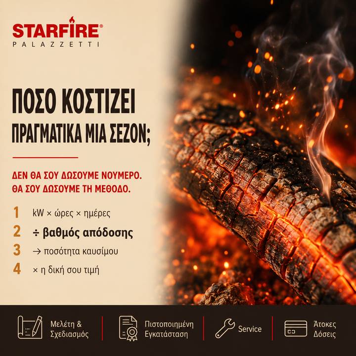 Starfire Palazzetti Ποσο κοστιζει πραγματικα μια σεζον