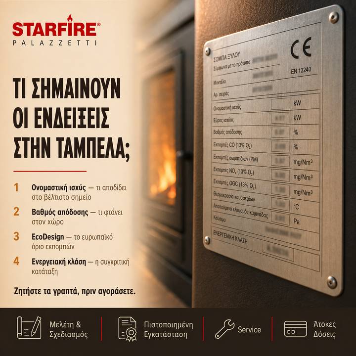 Starfire Palazzetti Τι σημαινουν οι ενδειξεις στην ταμπελα